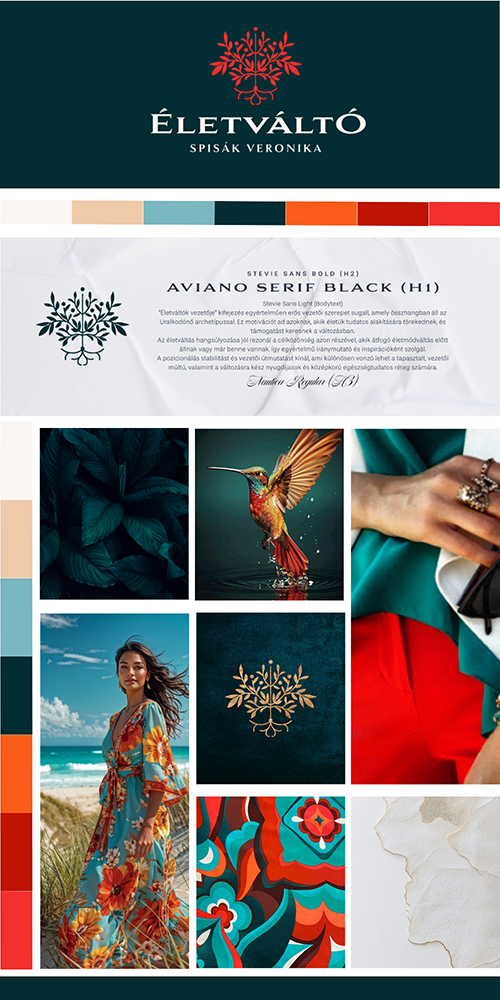 a türkiz és narancs ruhában álló nő, aki nem akar hatni, mégis hat