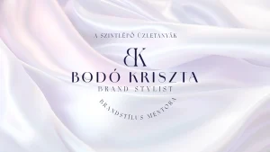 Bodó Kriszta Brand Stylist logó hideg tél tónusú selyemhatású arculati háttéren.