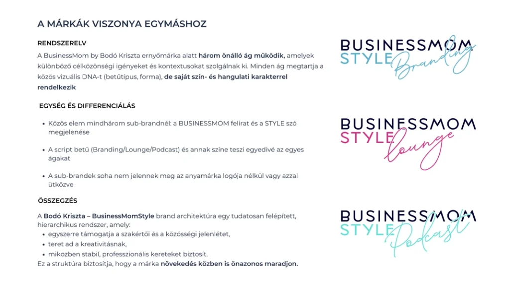 A harmadik szint: ENDORSED SUB-BRAND – BusinessMom Style